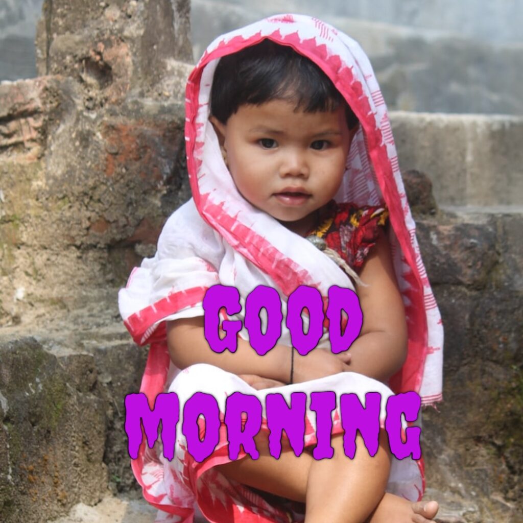 A cute funny girl looking like a funny girl good morning image