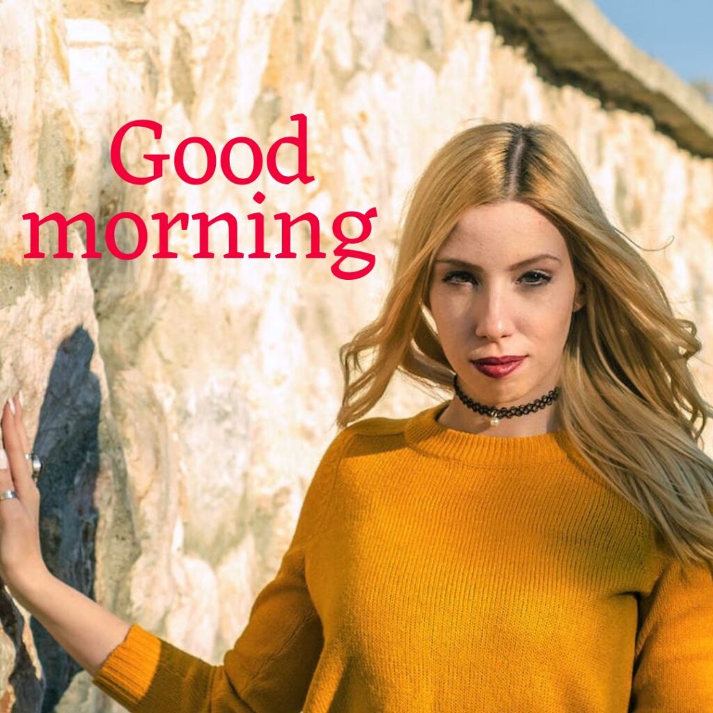 Hot girl good morning images in this a beautiful girl having yellow sweater