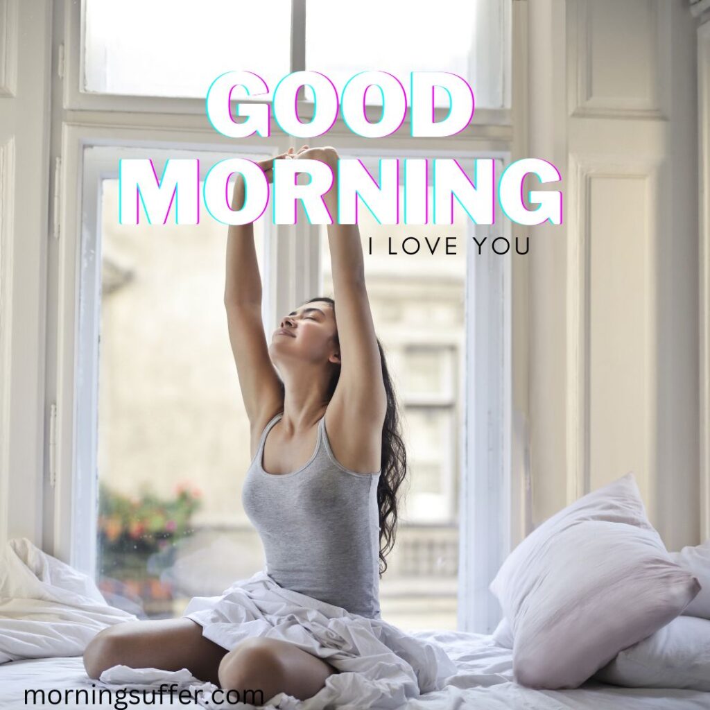 A beautiful women waking up in the morning looking like a good morning images free download