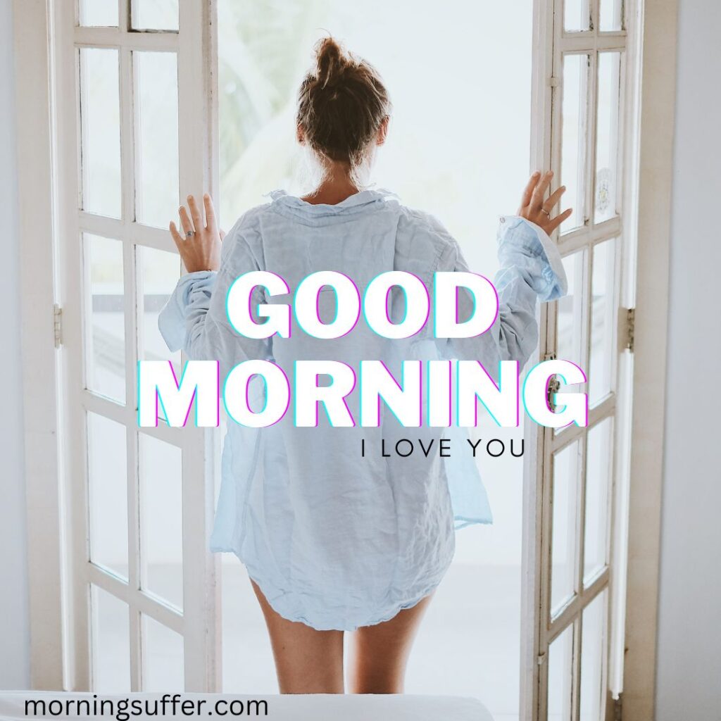 A woman had standed on the gate early in the morning after wake up looking like a good morning images free download