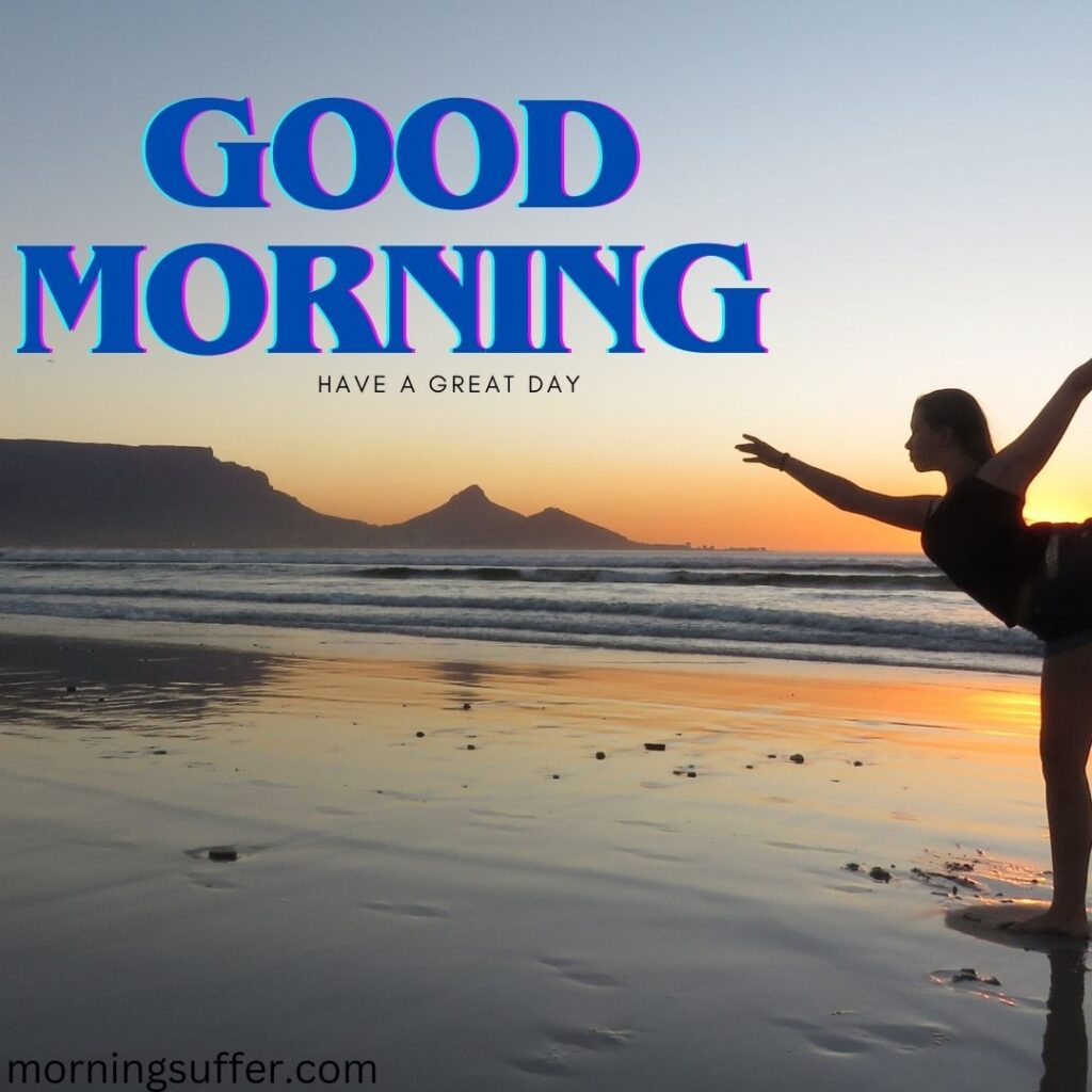 A woman is doing yoga and meditation early in the morning looking like a good morning images free download