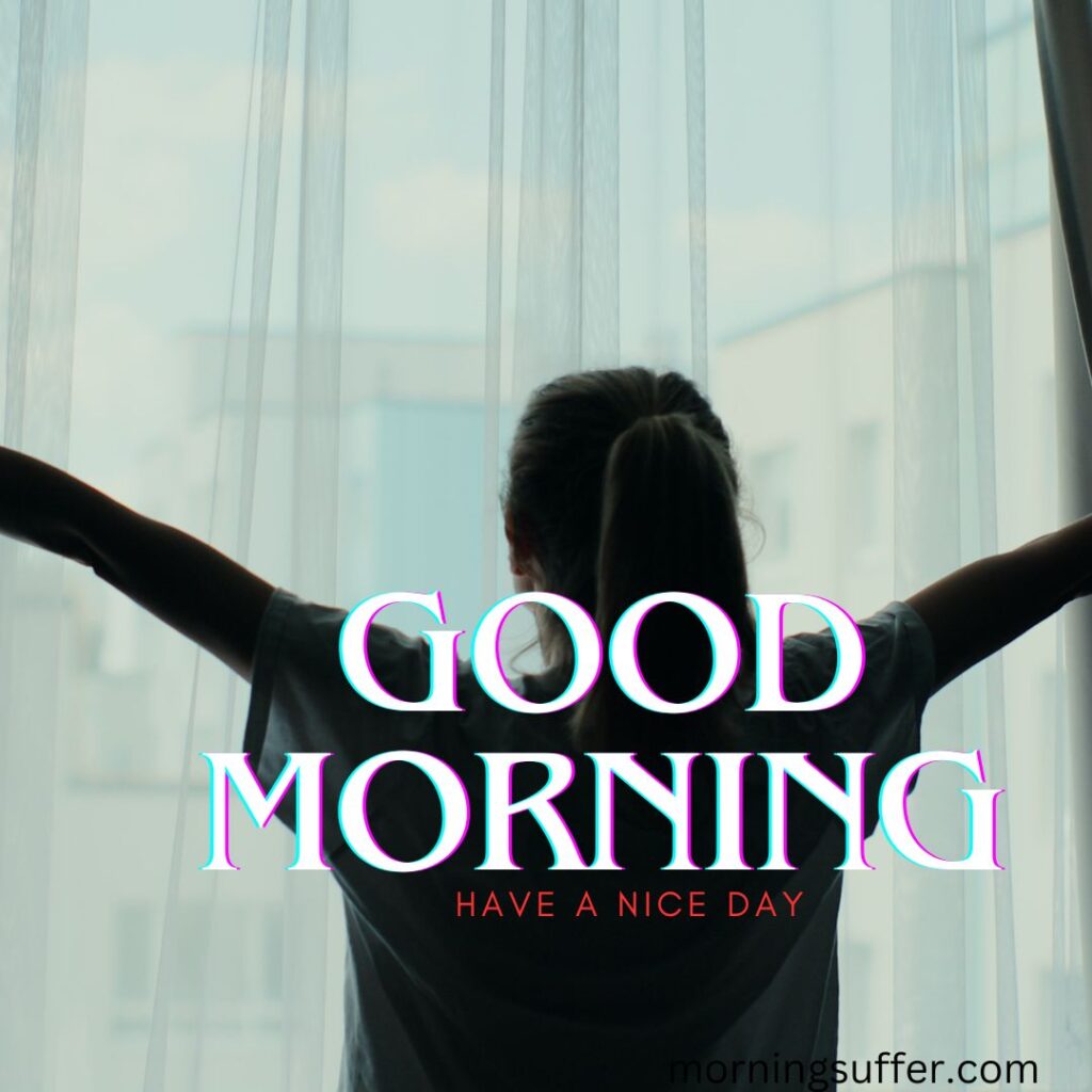 A girl in standed on near the window early in the morning looking like a good morning images free download