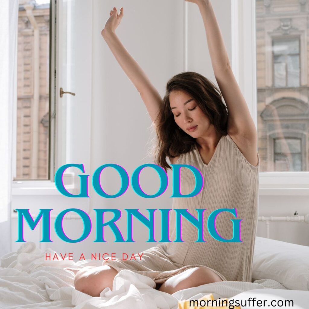 A girl is waking up in the morning looking like a good morning images free download